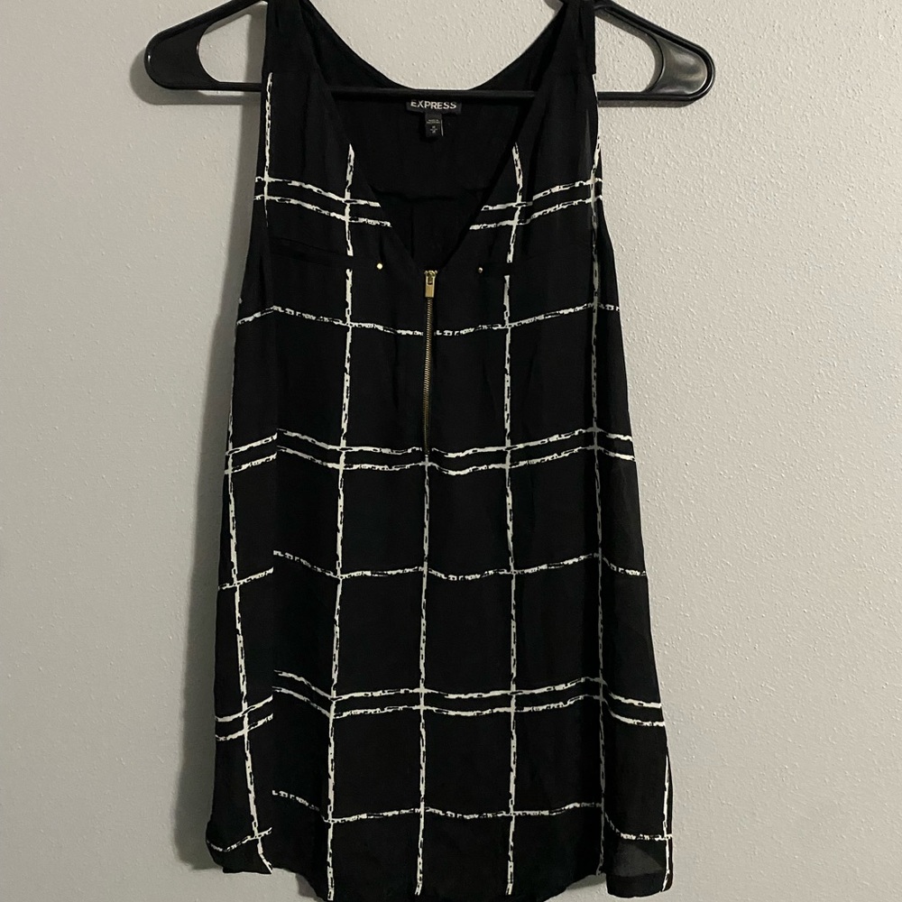 Express Black Tank with White Grid Pattern